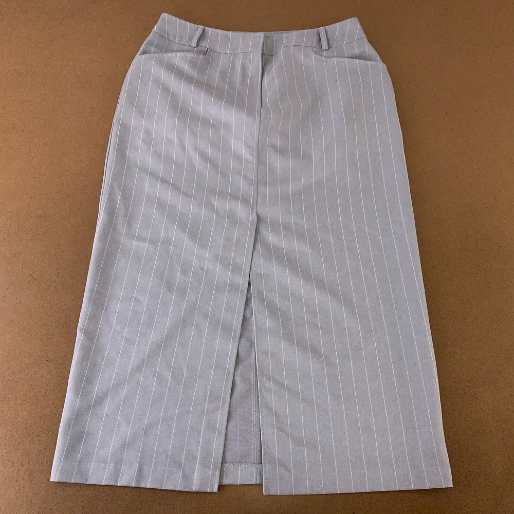 Miss Selfridge Women's Size 12 Grey Pinstripe Mid Rise Tailored Maxi Skirt New